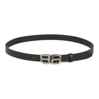 Balenciaga Leather Leather Belts Women's Black Width  2CM