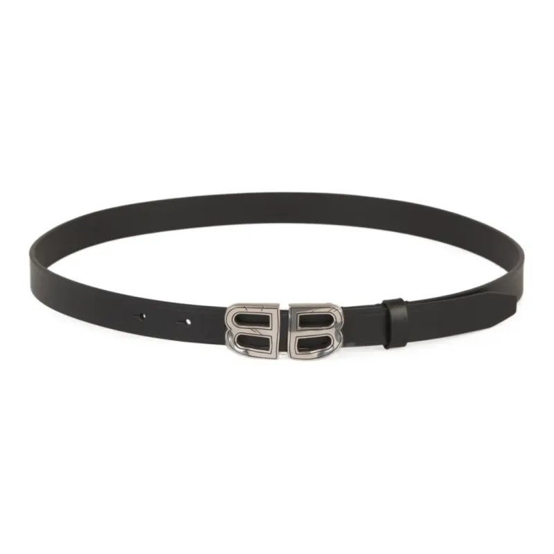 Balenciaga Leather Leather Belts Women's Black Width  2CM-0