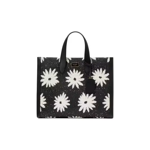 Kate Spade Smooth Leather Tote Bag Shopping Bag Handbag Large Size Women's Black White