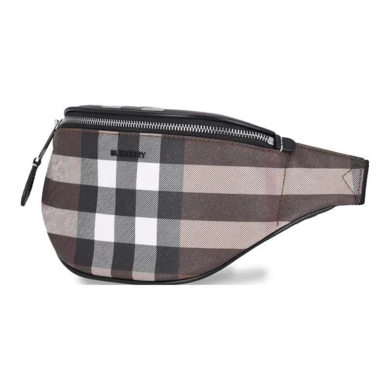 Burberry Leather Cotton With Polyurethane Sling Bag, Fanny Pack Medium Size Men's Dark Umber-2
