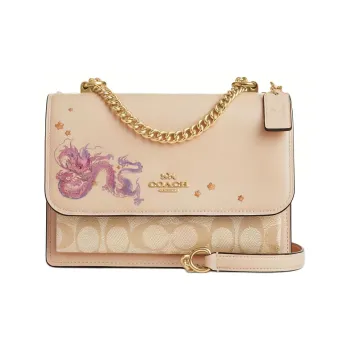 COACH Klare PVC With Cow Leather Shoulder Bag Crossbody Bag Small Size Women's Light Khaki Multicolor
