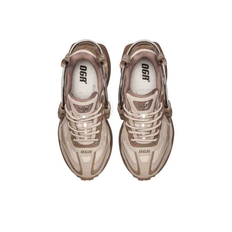 OGR R Line Shuttle Rifter Rift Runner Low Top Chunky Sneakers Unisex Mocha-3
