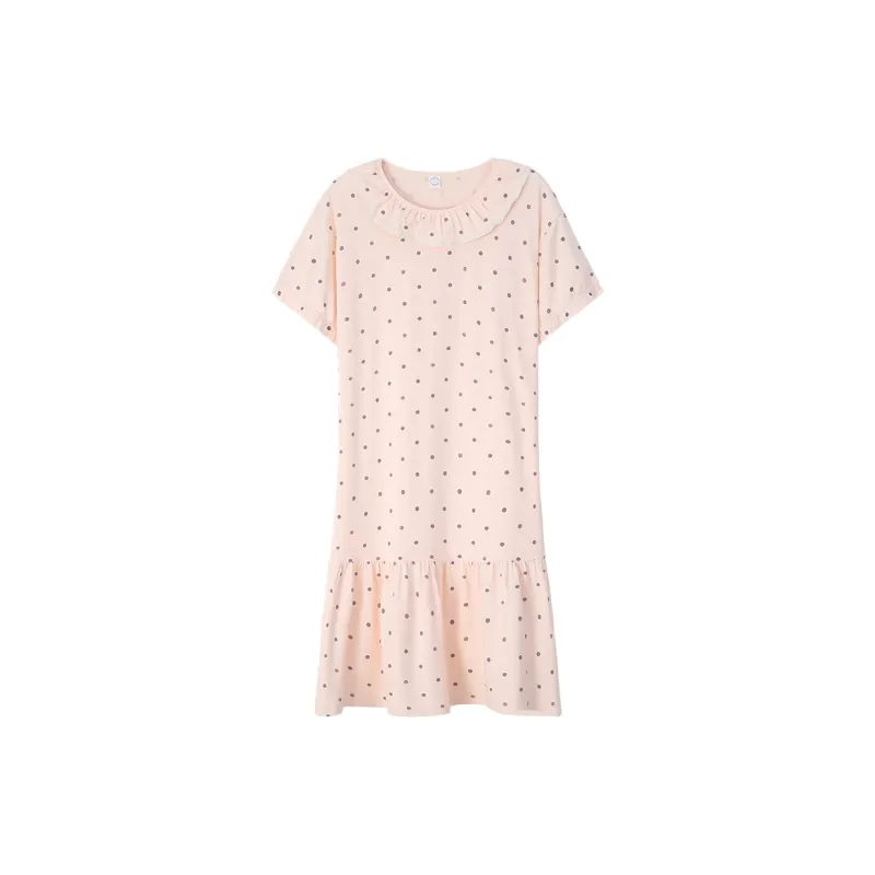 Sha Qian Nightgown Summer Women's Shrimp Pink-0