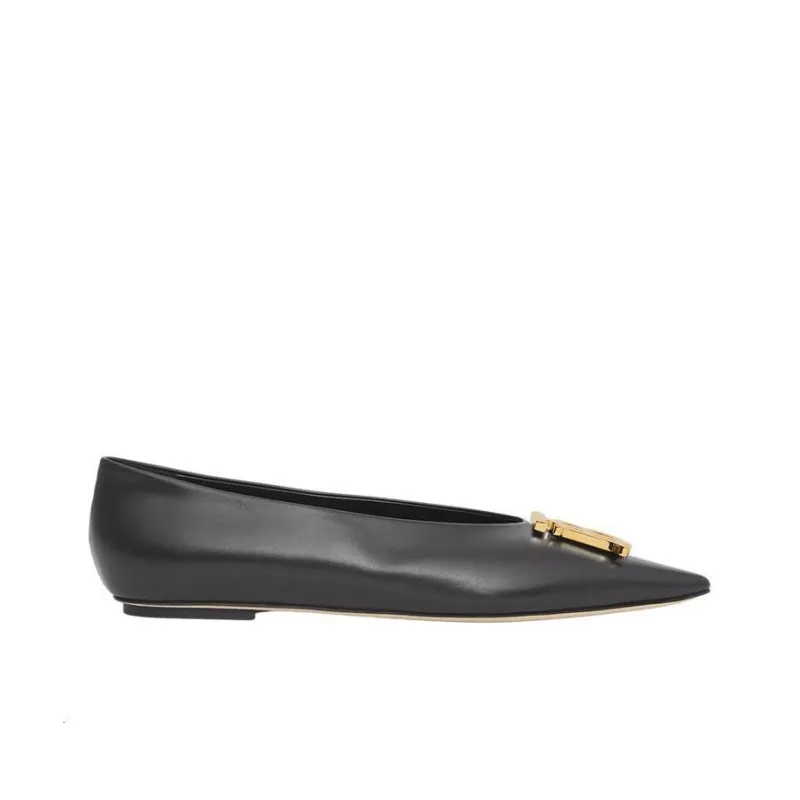 Burberry Motif Point-toe Ballerina Flat Black Monogram Women's-1