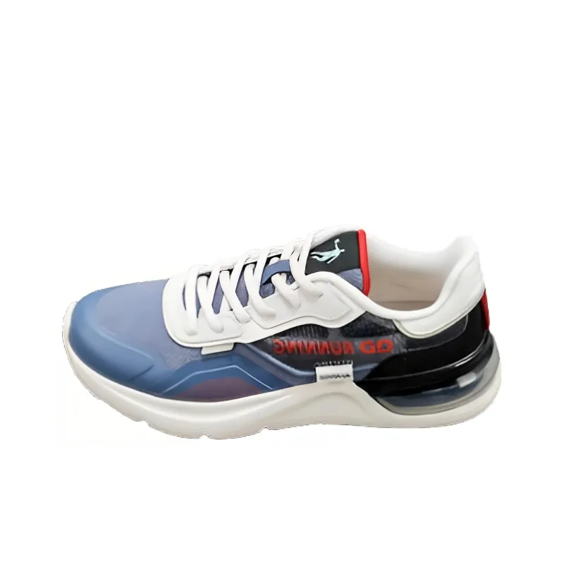 QIAODAN Slip-Resistant Low-Top Running Shoes Men's Antique Porcelain White/Coastal Blue-0