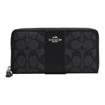 COACH Accordion Wallet Coated Canvas With Leather Wallet Small Size Men's Black