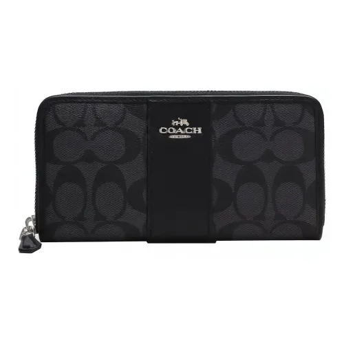 COACH Accordion Wallet Coated Canvas With Leather Wallet Small Size Men's Black