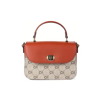 COOGI Synthetic Leather Cow Leather Patchwork Shoulder Bag Crossbody Bag Handbags Medium Size Women's Light Brown