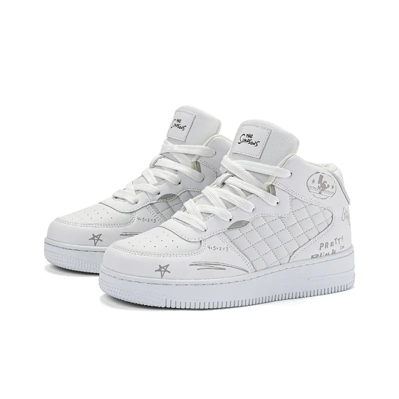 The Simpsons Skateboard Shoes Unisex High Top White/Black/Black & White-3