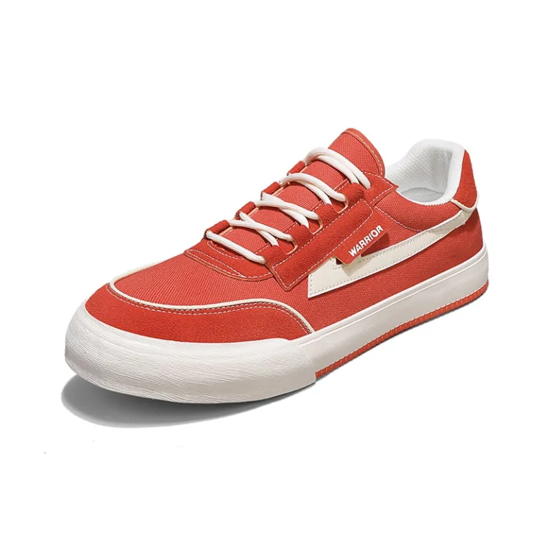 Warrior Wear resistant, Lightweight, Breathable, And Non slip. Low Top Canvas Shoes Unisex Rusty Red Beige-2