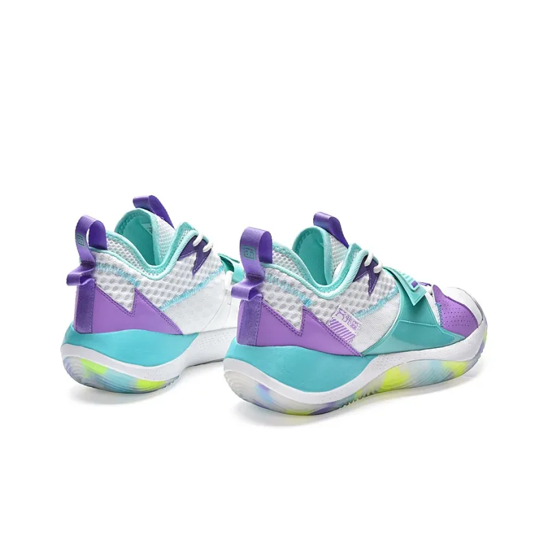 IVERSON Breathable Coverage Support Mid Top Basketball Shoes Unisex White Blue Purple-3