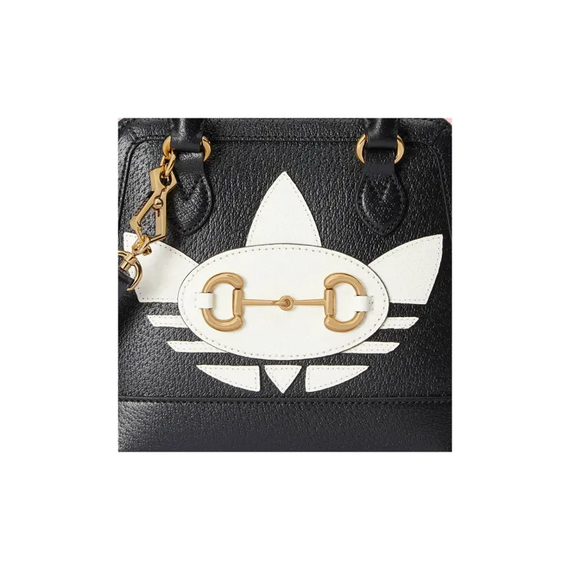 GUCCI Adidas Collaboration Leather Shoulder Bag Crossbody Bag Handbag Mini Women's Black-8