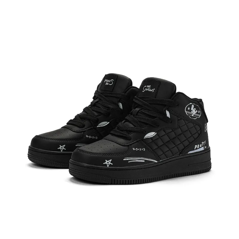 The Simpsons Skateboard Shoes Unisex High Top White/Black/Black & White-9