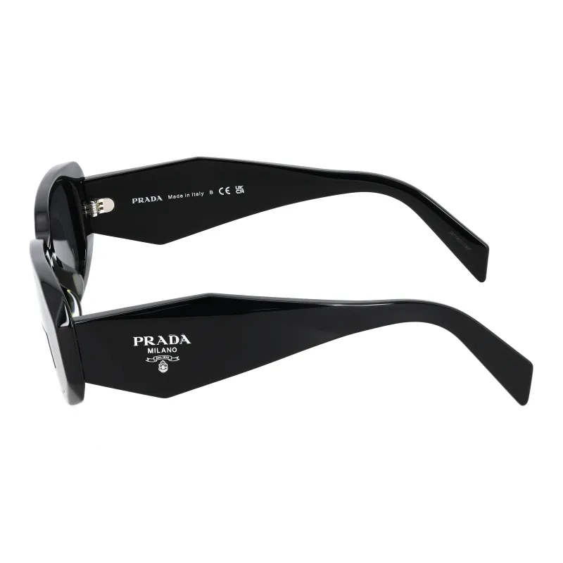 PRADA Acetate Irregular Shape Sunglasses Unisex Black-2
