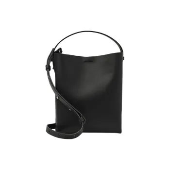 COS Cow Leather Small Square Bag Shoulder Bag, Crossbody Bag Mini Unisex Black