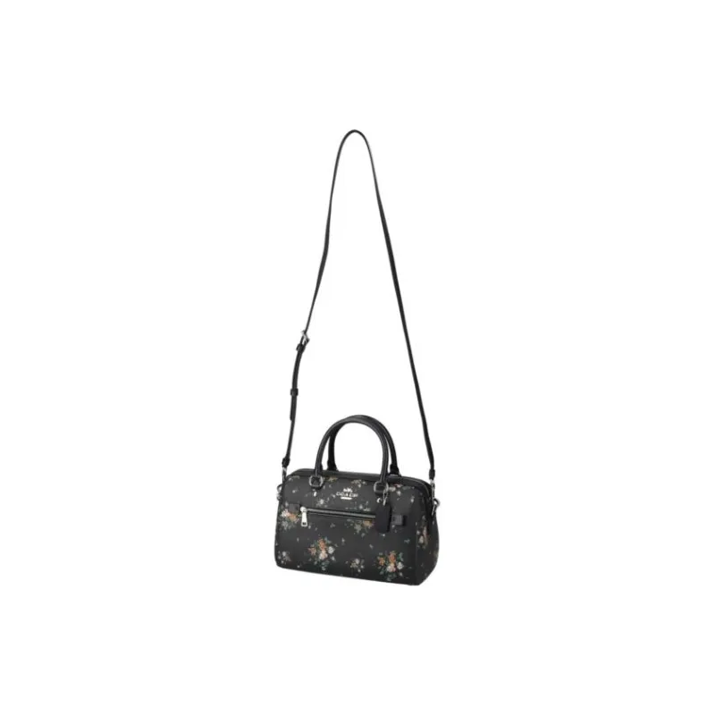 COACH Rowan Leather Crossbody Bag Boston Bag, Shoulder Bag, Crossbody Bag, Handbag Medium Size Women's Black-5