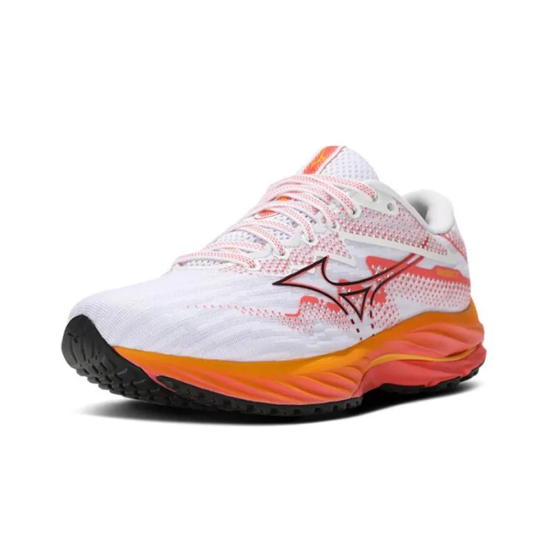 Mizuno Wave Rider 27 Wear-Resistant Low-Top Running Shoes Unisex White Orange-1