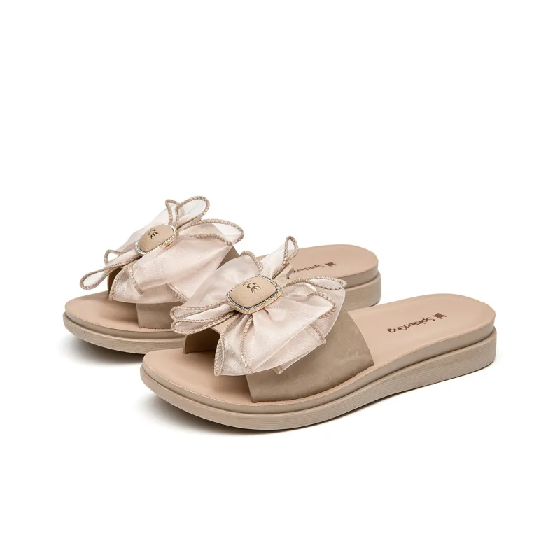 Spider King Slide Slippers 1.7cm Women's Apricot-2