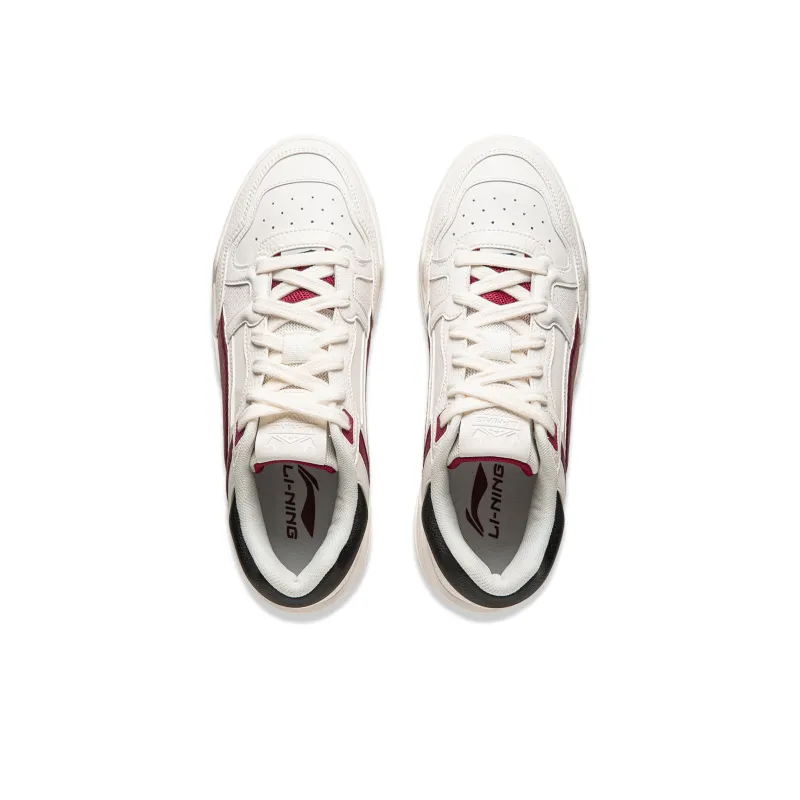 LiNing Moon White 2.0 Anti-Slip And Wear-Resistant Breathable Low-Top Skateboard Shoes Men's White Red-3