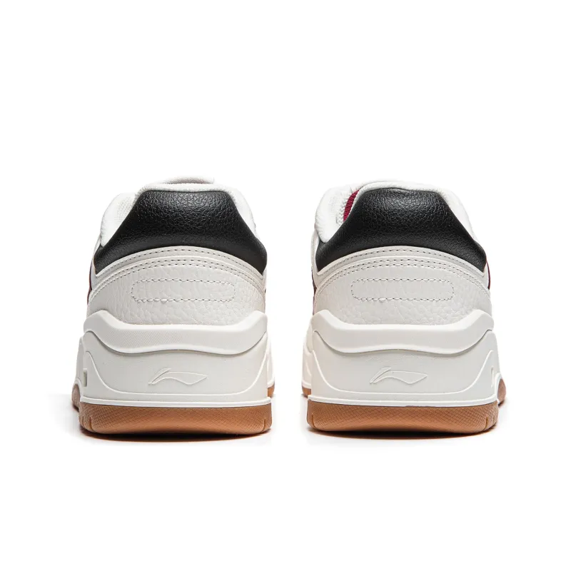 LiNing Moon White 2.0 Anti Slip And Wear Resistant Breathable Low Top Skateboard Shoes Women's White Red-4