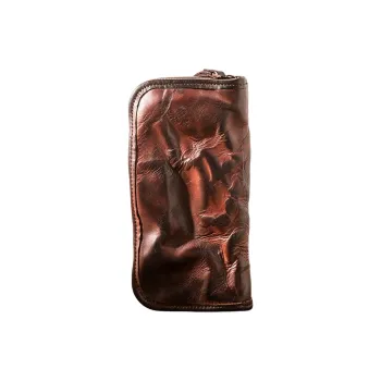 Back Step Top Grain Vegetable Tanned Cow Leather Genuine Leather Wallets Clutches Unisex Coffee Gray Black Yellow