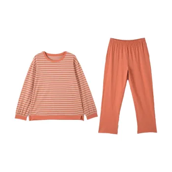 Top Melon Pajama Set Women's Orange Stripe Collides With Red Clay