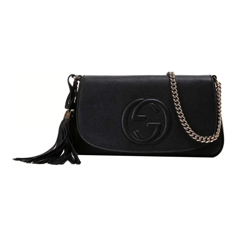 GUCCI Leather Crossbody Bag, Shoulder Bag Women's Black-0