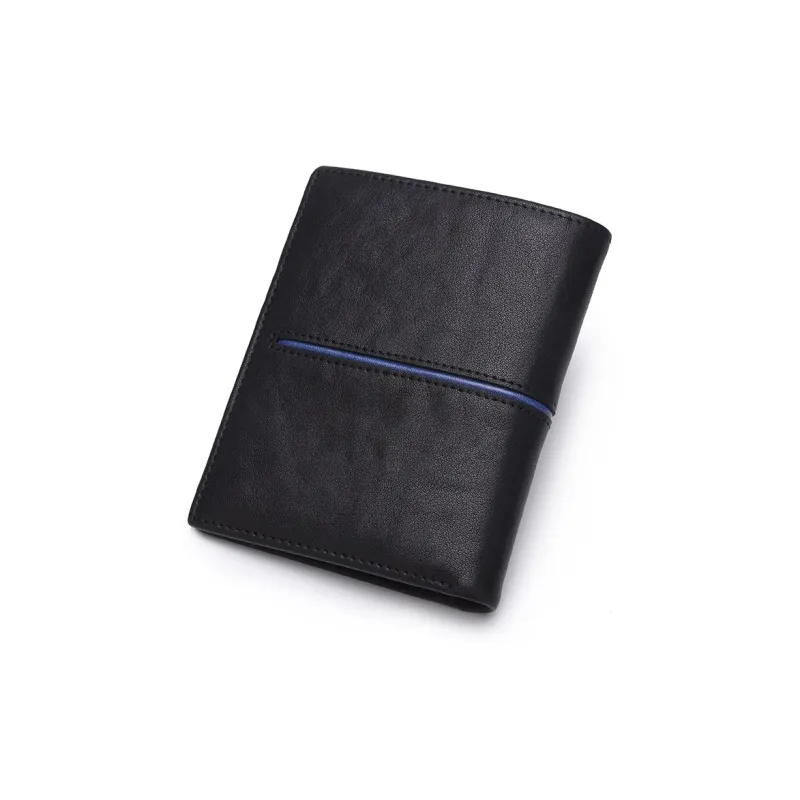 BISON DENIM Cow Leather Wallet, Wallet, Wallet Regular Men's Black-1