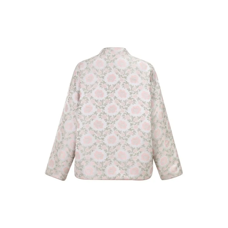 YESWOMEN Cropped Coats Women's Bunch Of Flowers Republic Of China Style Coat-3