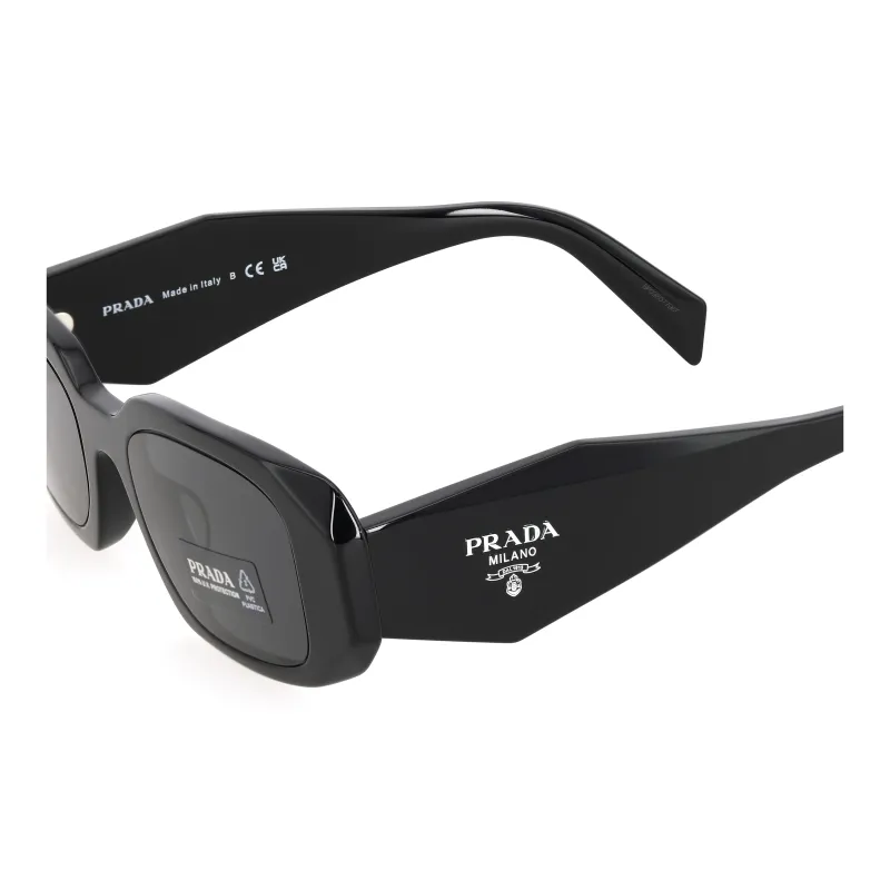 PRADA Acetate Irregular Shape Sunglasses Unisex Black-3