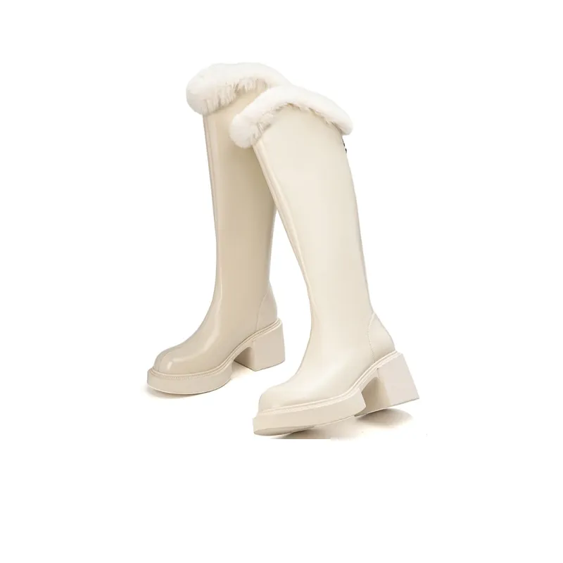 EBLAN Knee high Boots Women's Beige-2