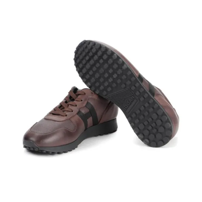HOGAN H383 Anti Slip Wear Resistant Low Top Casual Shoes Men's Brown-5