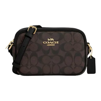 COACH Jamie Coated Canvas Camera Bags Shoulder Bag Crossbody Bag Small Size Women's Gold & Brown Black