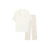 [Short-Sleeved Shirt and Pants]Cream White