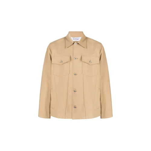 OFF-WHITE Slogan-print Cotton-linen Shirt