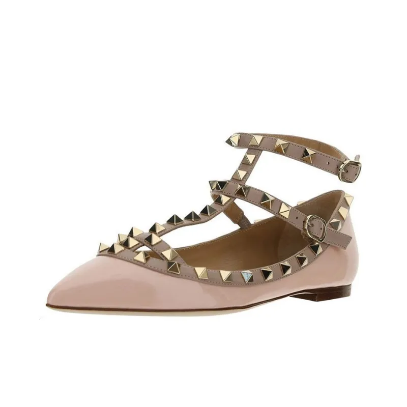 Valentino Rockstud Flat Shoes Women's Pink-2