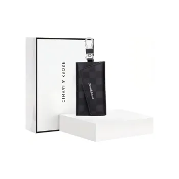 Simvay Clos Cow Leather Key Pouch Storage Card Holder Handheld Document Bag Mini Men's Black
