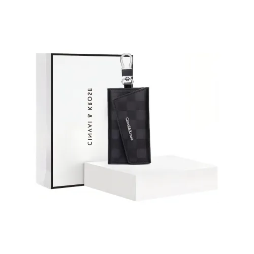 Simvay Clos Cow Leather Key Pouch Storage Card Holder Handheld Document Bag Mini Men's Black