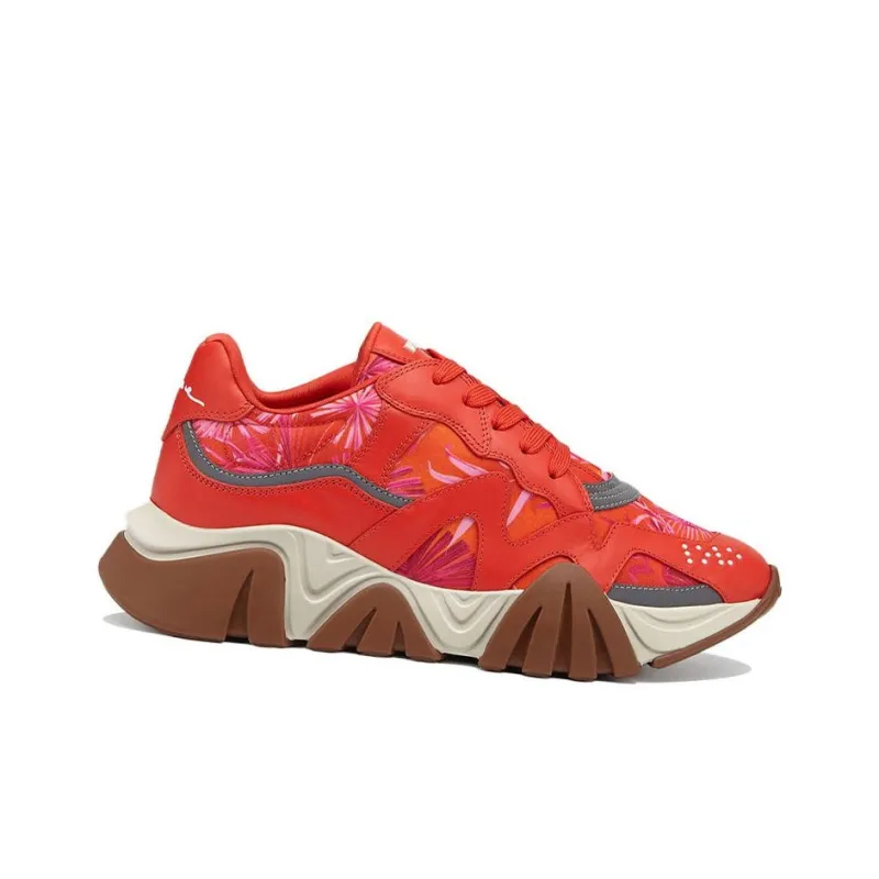 VERSACE Squalo Low Top Platform Shoes Women's Red-3