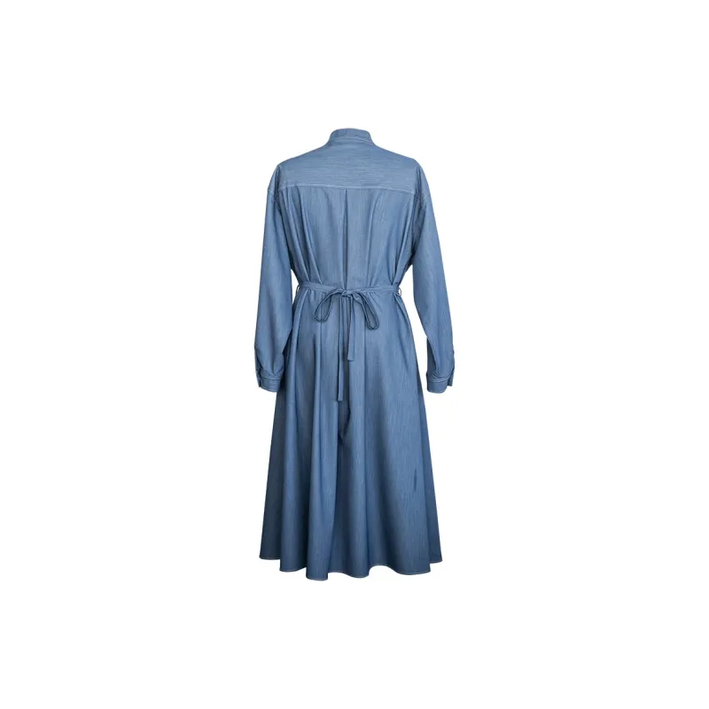 ROEYSHOUSE Long Sleeved Dresses Women's Denim Blue-1