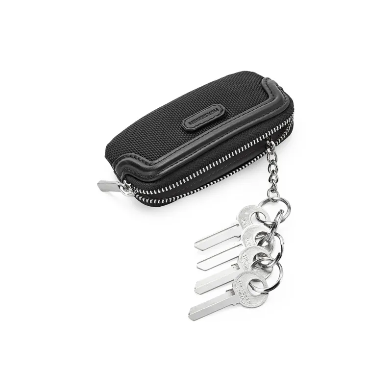 HORSEMEN Nylon Fabric Convenient And Practical Key Pouch Mini Unisex Black-3