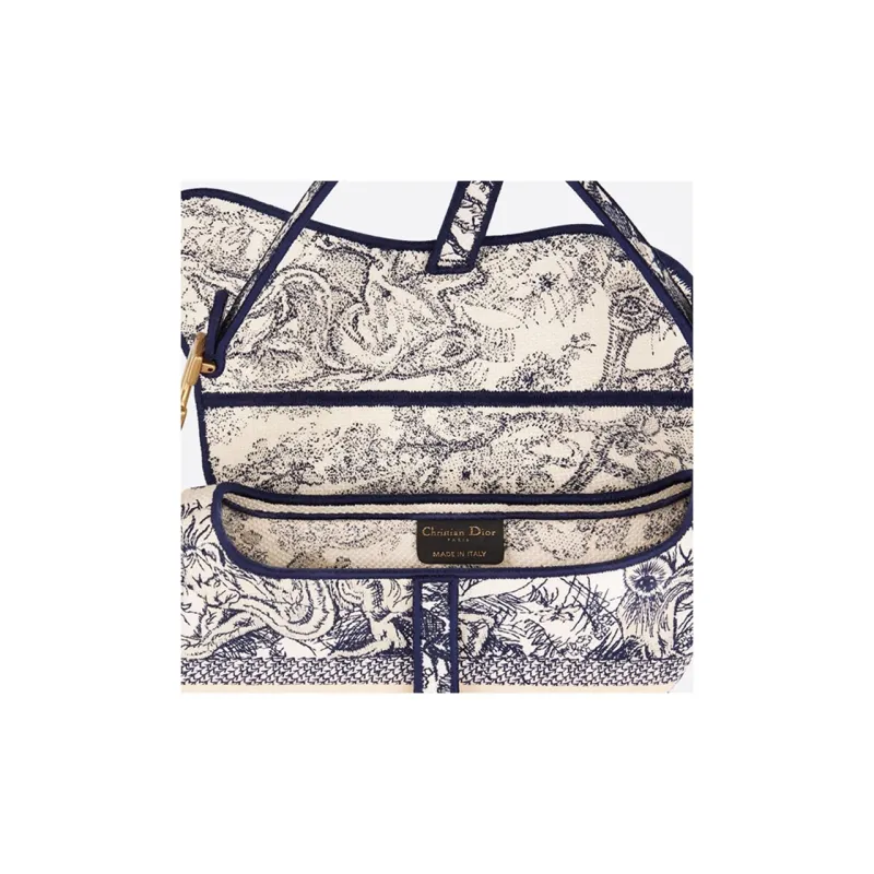 DIOR Saddle Embroidery Saddle Bag, Shoulder Bag, Handbag Medium Size Women's Blue-5