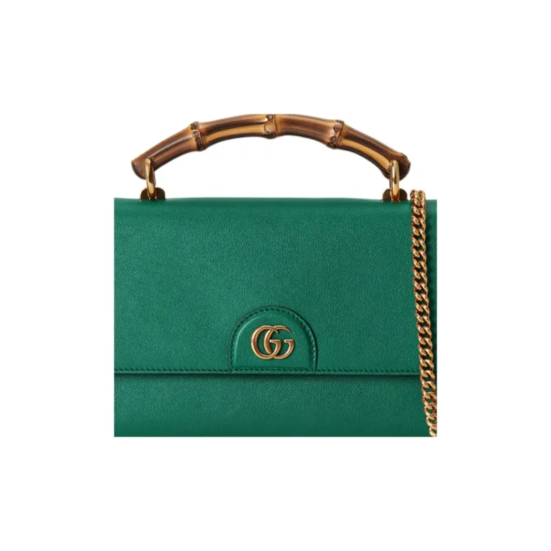 GUCCI Diana Leather Handbag Shoulder Bag Crossbody Bag Small Size Women's Green-7