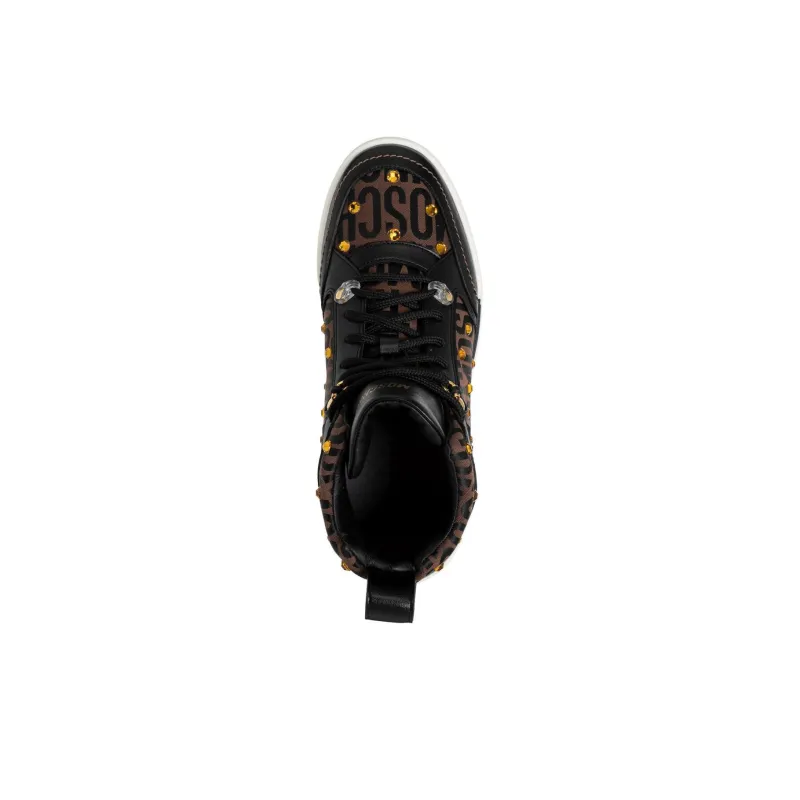 MOSCHINO High-Top Skateboard Shoes Women's Brown-3