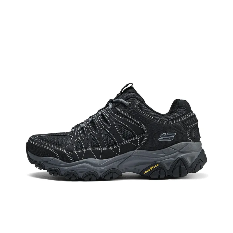 Skechers Cushioning Breathable Lightweight Low Top Casual Running Shoes Men's Black-0
