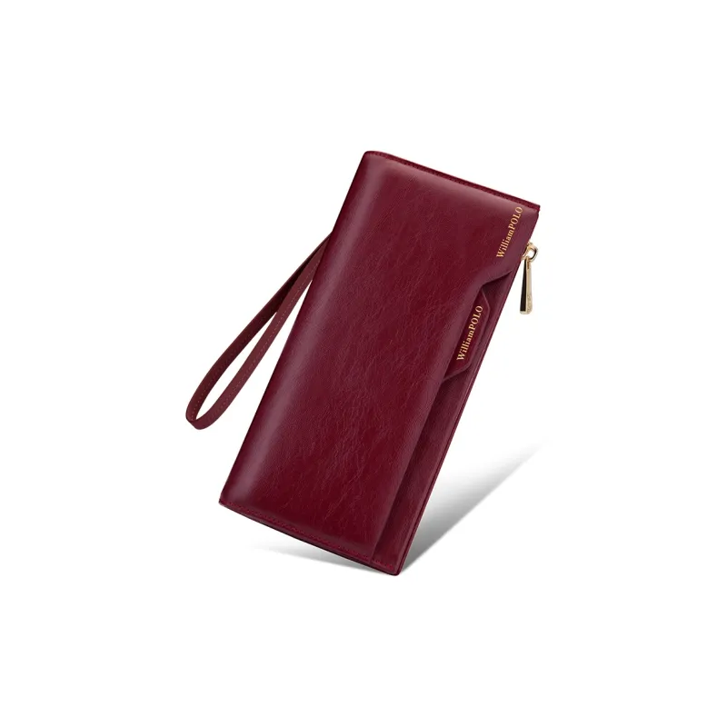 WilliamPOLO Cow Leather Cell Phone Pouch Wallet Regular Women's White/Red/Black/Gray-6