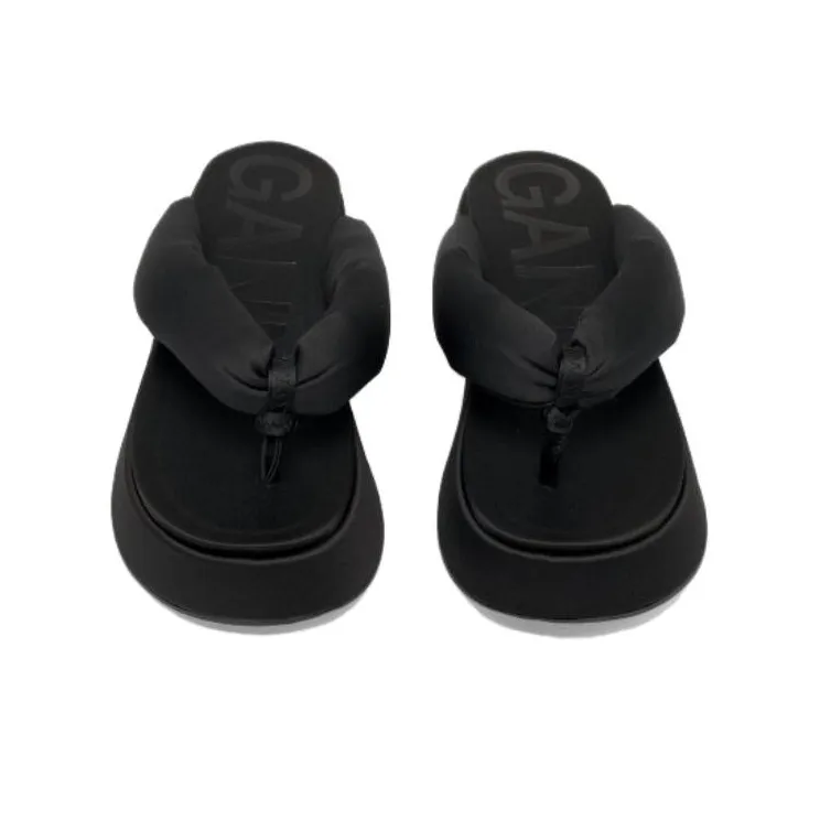 GANNI Rubber Sole Slip Resistant Flip Flops Women's Black-3