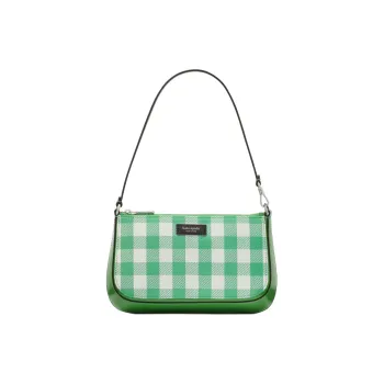 Kate Spade Sam Recycled Jacquard Fabric With Leather Clutch One Shoulder Handbag Mini Women's Green