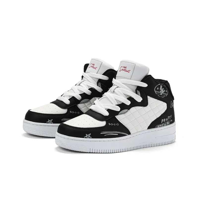The Simpsons Skateboard Shoes Unisex High Top White/Black/Black & White-15