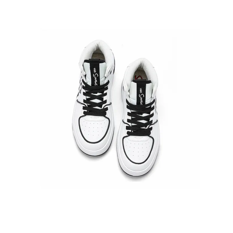 The Simpsons Skateboard Shoes Unisex High Top Black & White/Green Forest-3